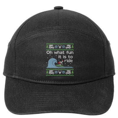 Ugly Christmas Surfer Surfing Surf Funny Great Gift 7-Panel Snapback Hat