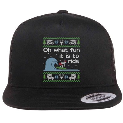 Ugly Christmas Surfer Surfing Surf Funny Great Gift Flatbill Hat