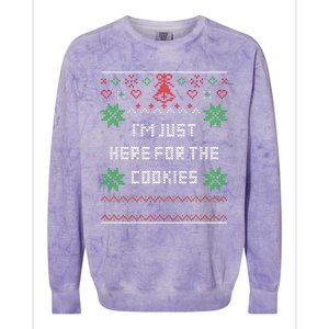 Ugly Christmas Sweater IM Just Here For The Cookies Gift Colorblast Crewneck Sweatshirt