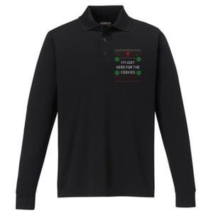 Ugly Christmas Sweater IM Just Here For The Cookies Gift Performance Long Sleeve Polo