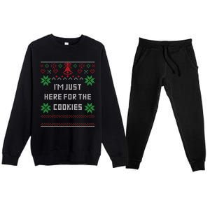 Ugly Christmas Sweater IM Just Here For The Cookies Gift Premium Crewneck Sweatsuit Set