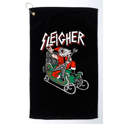 Ugly Christmas Sweater Sleigher Heavy Metal Santa Xmas Platinum Collection Golf Towel