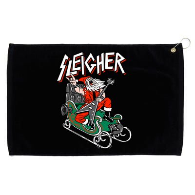 Ugly Christmas Sweater Sleigher Heavy Metal Santa Xmas Grommeted Golf Towel