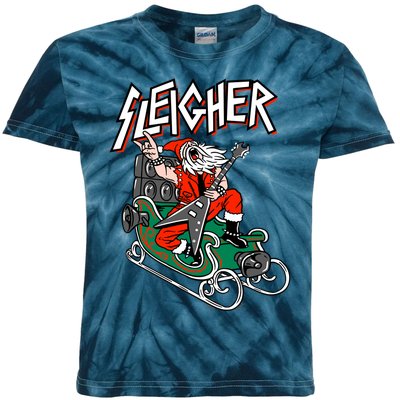 Ugly Christmas Sweater Sleigher Heavy Metal Santa Xmas Kids Tie-Dye T-Shirt