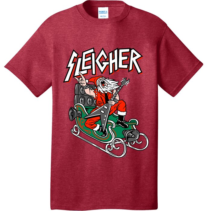 Ugly Christmas Sweater Sleigher Heavy Metal Santa Xmas T-Shirt