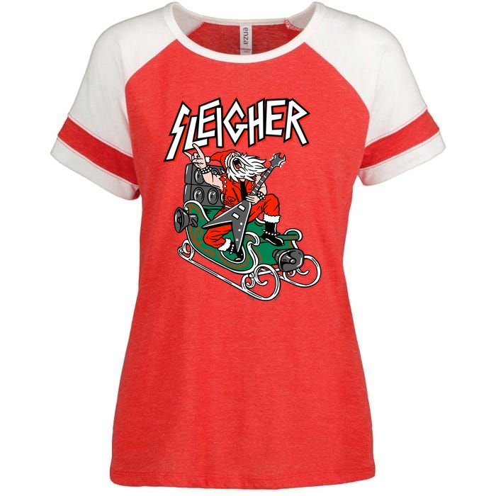 Ugly Christmas Sweater Sleigher Heavy Metal Santa Xmas Enza Ladies Jersey Colorblock Tee