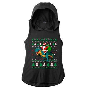 Ugly Christmas Santa Hat Dinosaur Lights Snowflakes Trex Gift Ladies PosiCharge Tri-Blend Wicking Draft Hoodie Tank