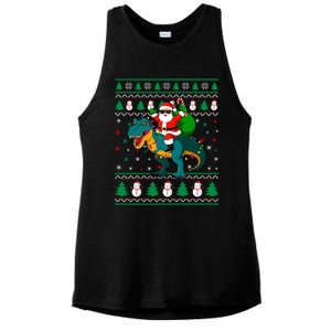 Ugly Christmas Santa Hat Dinosaur Lights Snowflakes Trex Gift Ladies PosiCharge Tri-Blend Wicking Tank