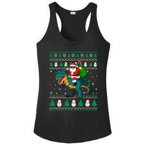 Ugly Christmas Santa Hat Dinosaur Lights Snowflakes Trex Gift Ladies PosiCharge Competitor Racerback Tank