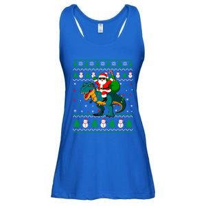 Ugly Christmas Santa Hat Dinosaur Lights Snowflakes Trex Gift Ladies Essential Flowy Tank