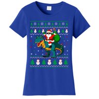 Ugly Christmas Santa Hat Dinosaur Lights Snowflakes Trex Gift Women's T-Shirt