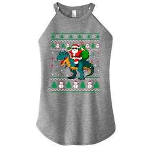 Ugly Christmas Santa Hat Dinosaur Lights Snowflakes Trex Gift Women's Perfect Tri Rocker Tank