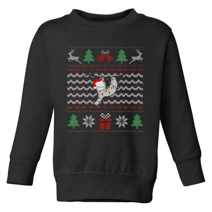 Ugly Christmas Sloth Sweater Santa Lights Funny Xmas Design Toddler Sweatshirt