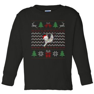 Ugly Christmas Sloth Sweater Santa Lights Funny Xmas Design Toddler Long Sleeve Shirt