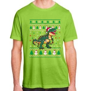 Ugly Christmas Santa Hat Snowflakes Lights Trex Snow Gift Adult ChromaSoft Performance T-Shirt