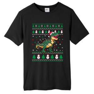 Ugly Christmas Santa Hat Snowflakes Lights Trex Snow Gift Tall Fusion ChromaSoft Performance T-Shirt