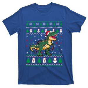 Ugly Christmas Santa Hat Snowflakes Lights Trex Snow Gift T-Shirt