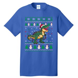 Ugly Christmas Santa Hat Snowflakes Lights Trex Snow Gift Tall T-Shirt