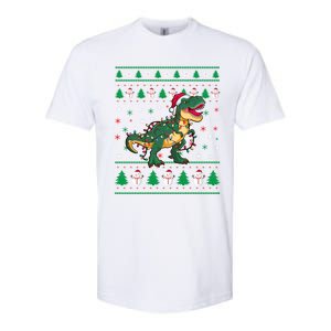 Ugly Christmas Santa Hat Snowflakes Lights Trex Snow Gift Softstyle CVC T-Shirt