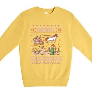 Ugly Cowboy Santa Riding Horse Howdy Christmas Premium Crewneck Sweatshirt