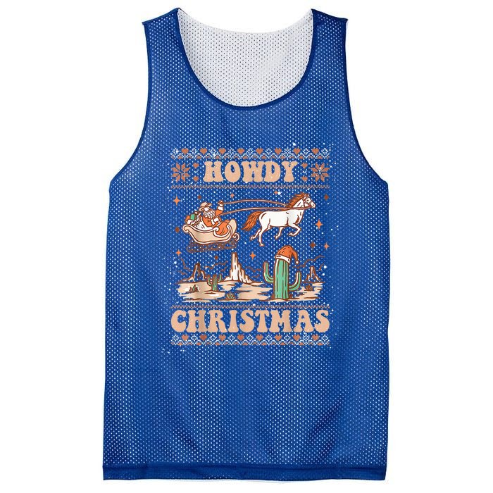 Ugly Cowboy Santa Riding Horse Howdy Christmas Mesh Reversible Basketball Jersey Tank