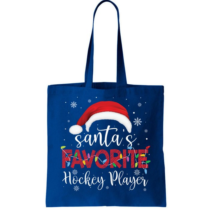 Ugly Christmas SantaS Favorite Hockey Player Xmas Gift Tote Bag