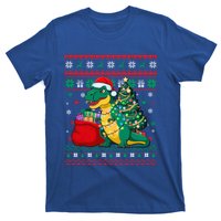 Ugly Christmas Snow Santa Hat Lights Snowflakes Trex Great Gift T-Shirt