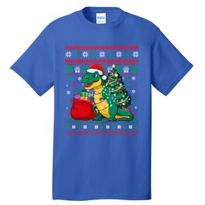 Ugly Christmas Snow Santa Hat Lights Snowflakes Trex Great Gift Tall T-Shirt