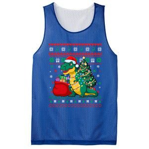 Ugly Christmas Snow Santa Hat Lights Snowflakes Trex Great Gift Mesh Reversible Basketball Jersey Tank