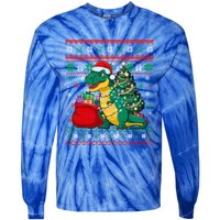 Ugly Christmas Snow Santa Hat Lights Snowflakes Trex Great Gift Tie-Dye Long Sleeve Shirt