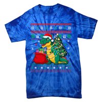 Ugly Christmas Snow Santa Hat Lights Snowflakes Trex Great Gift Tie-Dye T-Shirt