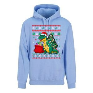 Ugly Christmas Snow Santa Hat Lights Snowflakes Trex Great Gift Unisex Surf Hoodie