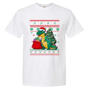 Ugly Christmas Snow Santa Hat Lights Snowflakes Trex Great Gift Garment-Dyed Heavyweight T-Shirt