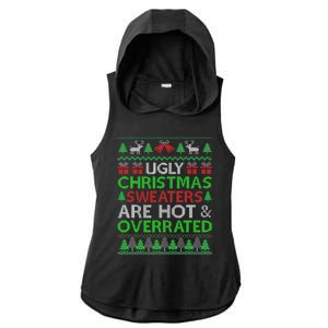 Ugly Christmas Sweaters Are Hot Overrated Funny Xmas Ladies PosiCharge Tri-Blend Wicking Draft Hoodie Tank