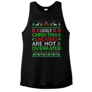 Ugly Christmas Sweaters Are Hot Overrated Funny Xmas Ladies PosiCharge Tri-Blend Wicking Tank