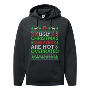 Ugly Christmas Sweaters Are Hot Overrated Funny Xmas Performance Fleece Hoodie