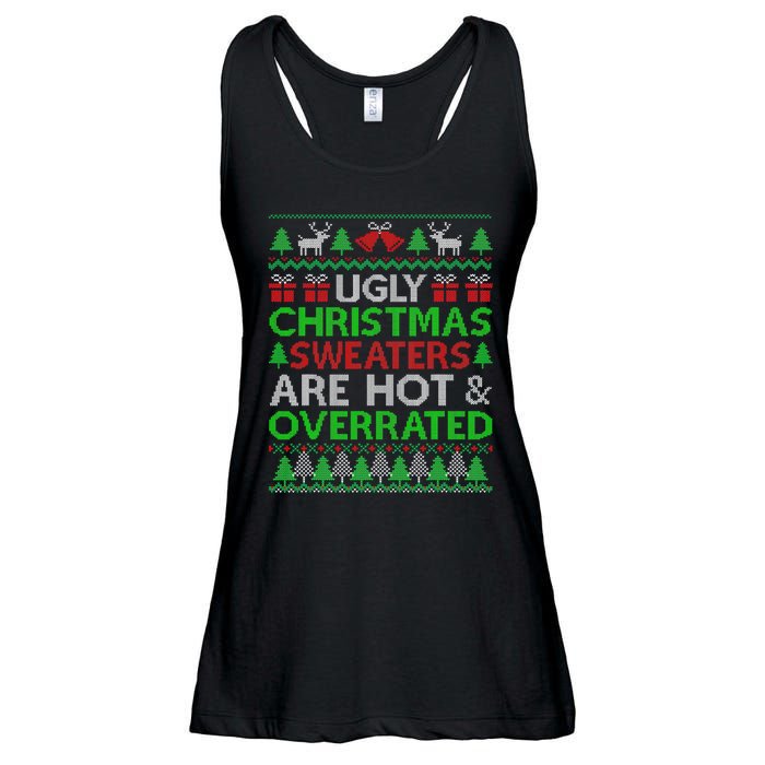 Ugly Christmas Sweaters Are Hot Overrated Funny Xmas Ladies Essential Flowy Tank