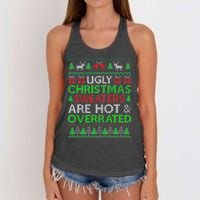 Ugly Christmas Sweaters Are Hot Overrated Funny Xmas Women's Knotted Racerback Tank