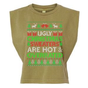 Ugly Christmas Sweaters Are Hot Overrated Funny Xmas Garment-Dyed Women's Muscle Tee