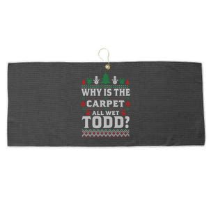 Ugly Christmas Sweater Why is the Carpet Wet Todd? Xmas Large Microfiber Waffle Golf Towel