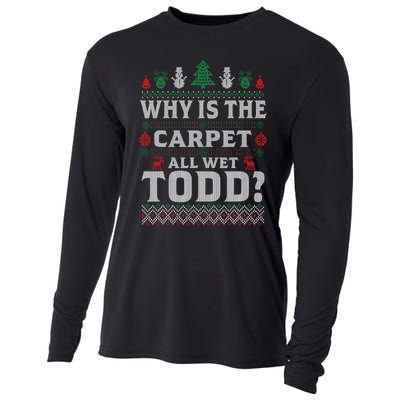 Ugly Christmas Sweater Why is the Carpet Wet Todd? Xmas Cooling Performance Long Sleeve Crew