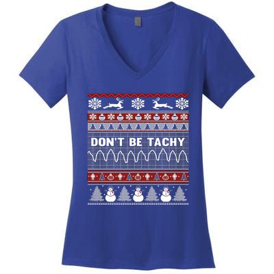 Ugly Christmas Sweater For Nurse Healthcare Ambulance Gift Women's V-Neck T-Shirt