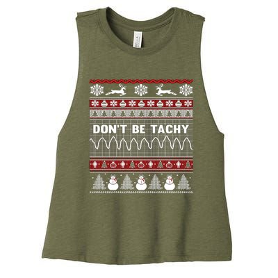 Ugly Christmas Sweater For Nurse Healthcare Ambulance Gift Women's Racerback Cropped Tank