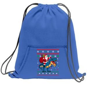 Ugly Christmas Snow Santa Hat Lights Snowflakes Trex Funny Gift Sweatshirt Cinch Pack Bag