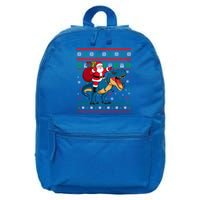 Ugly Christmas Snow Santa Hat Lights Snowflakes Trex Funny Gift 16 in Basic Backpack