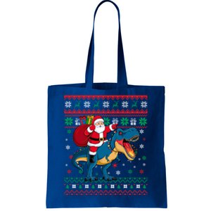 Ugly Christmas Snow Santa Hat Lights Snowflakes Trex Funny Gift Tote Bag