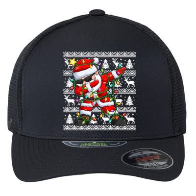 Ugly Christmas Sweater Dabbing Santa Meaningful Gift Flexfit Unipanel Trucker Cap