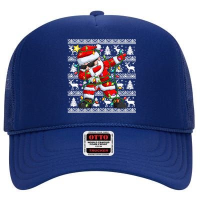 Ugly Christmas Sweater Dabbing Santa Meaningful Gift High Crown Mesh Back Trucker Hat