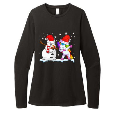 Unicorn Christmas Santa Hat Snowman Womens CVC Long Sleeve Shirt