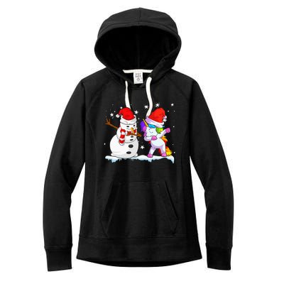 Unicorn Christmas Santa Hat Snowman Women's Fleece Hoodie